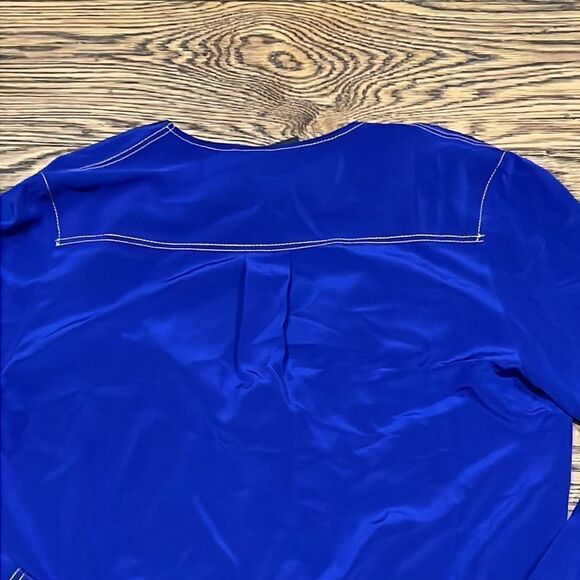 Rag & Bone Electric Blue Shields Silk V-Neck Blouse NWT C24 - Picture 7 of 9